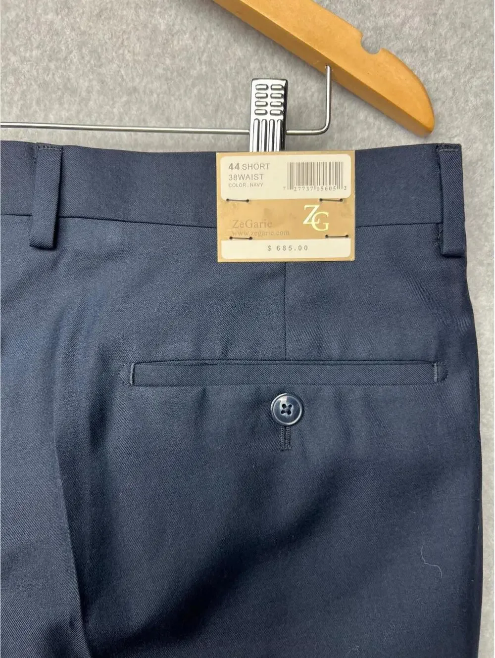 Zegarie 3 Piece 150S Wool Sport Blazer Suit Set 44S /38 Pants Modern Fit Navy